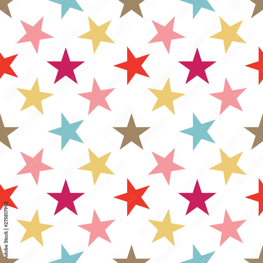 Obraz premium Seamless pattern with stars on white background. Vector illustration.