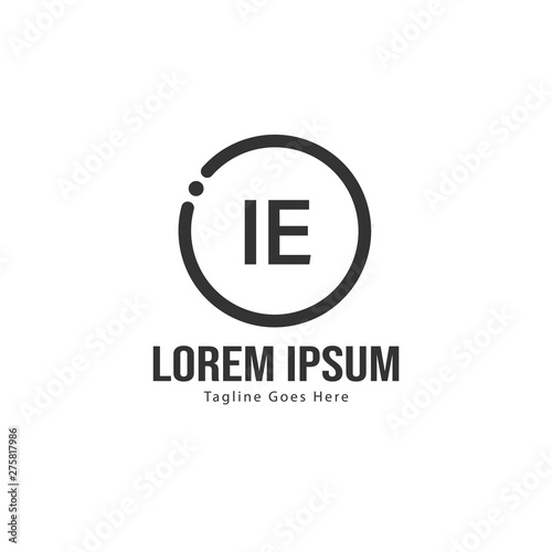 Initial IE logo template with modern frame. Minimalist IE letter logo vector illustration