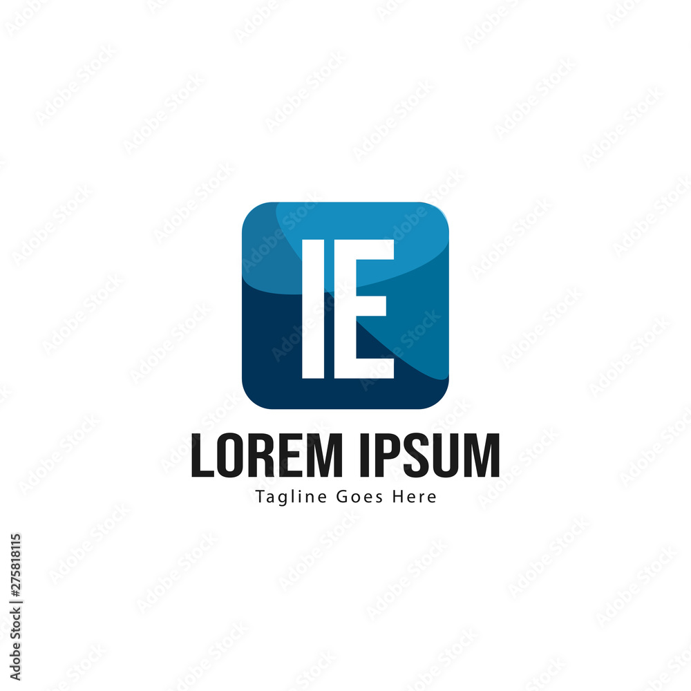 Initial IE logo template with modern frame. Minimalist IE letter logo vector illustration