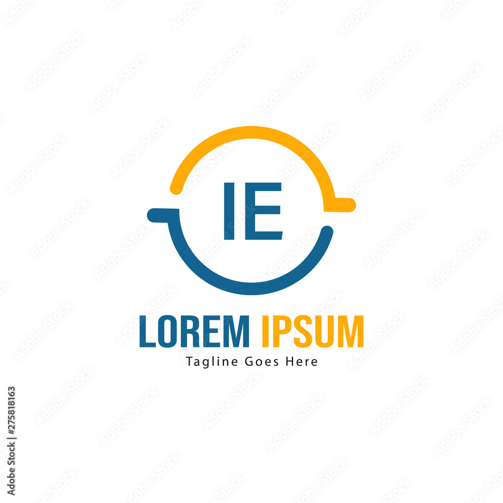 Fototapeta premium Initial IE logo template with modern frame. Minimalist IE letter logo vector illustration