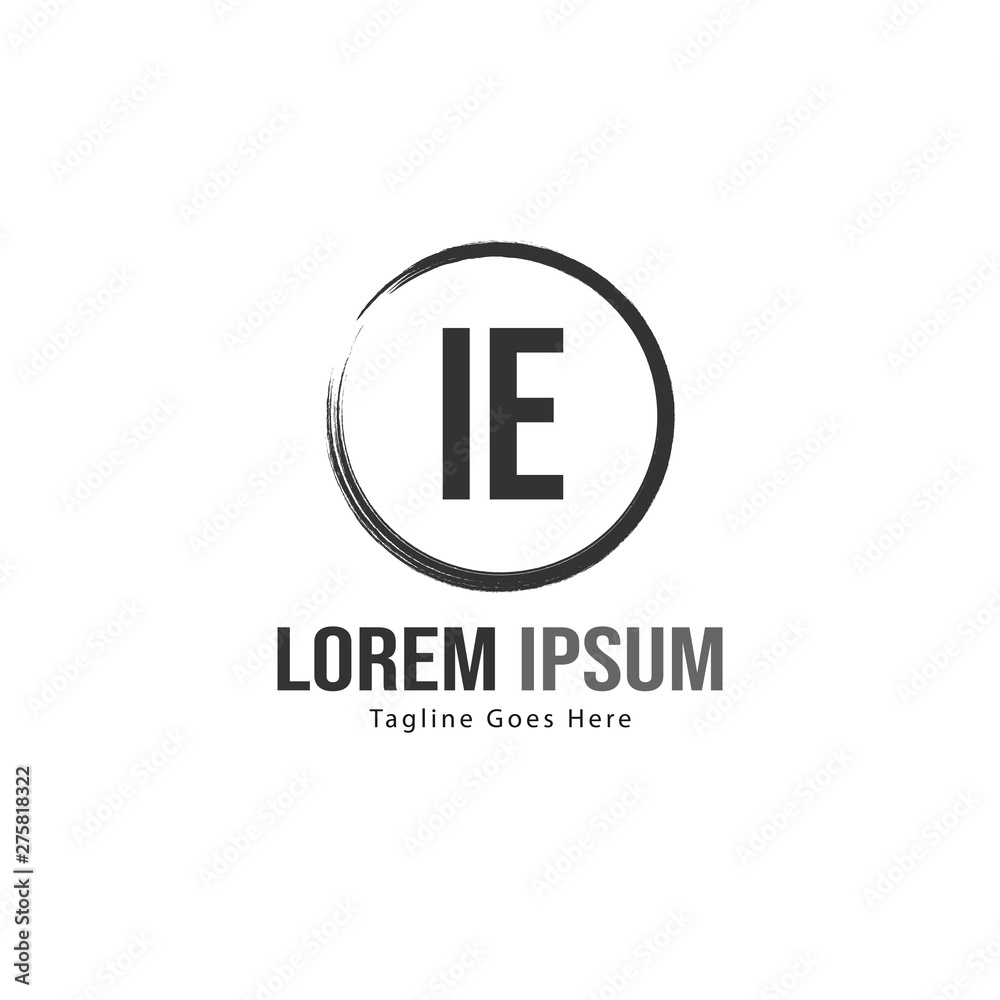 Initial IE logo template with modern frame. Minimalist IE letter logo vector illustration