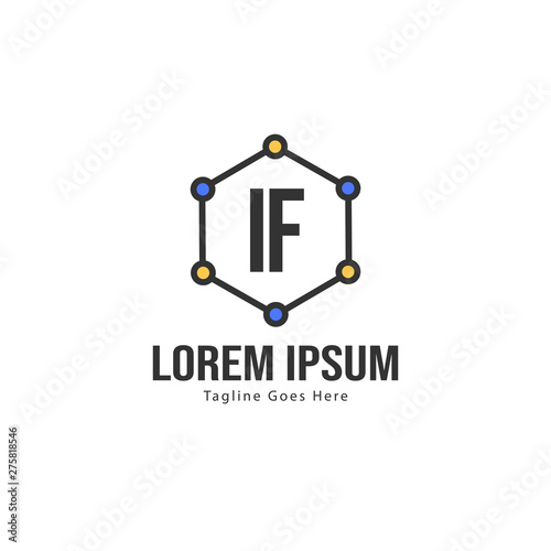 Initial IF logo template with modern frame. Minimalist IF letter logo vector illustration