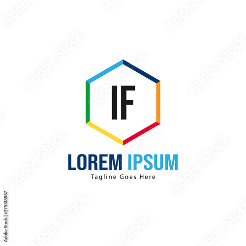 Initial IF logo template with modern frame. Minimalist IF letter logo vector illustration