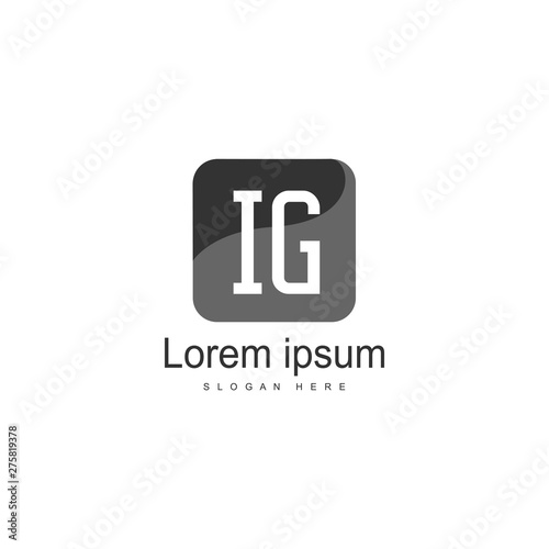 Initial IG logo template with modern frame. Minimalist IG letter logo vector illustration
