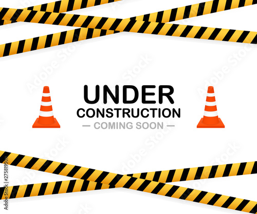 Under construction sign. Vector stock illustration for website.