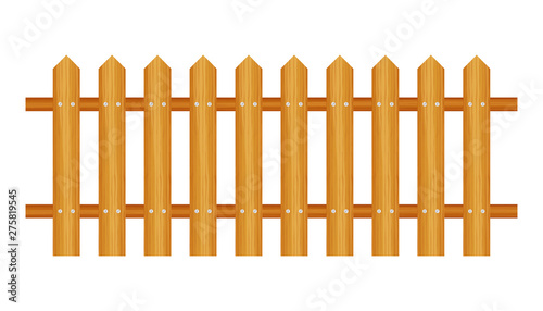 Picket fence  wooden textured  rounded edges. Vector stock illustration.