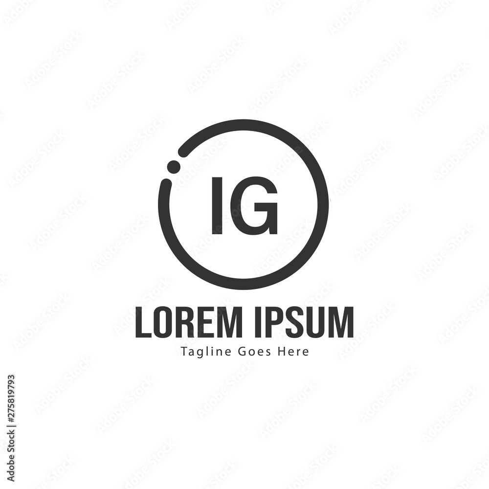 Initial IG logo template with modern frame. Minimalist IG letter logo vector illustration