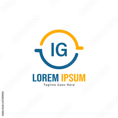 Initial IG logo template with modern frame. Minimalist IG letter logo vector illustration