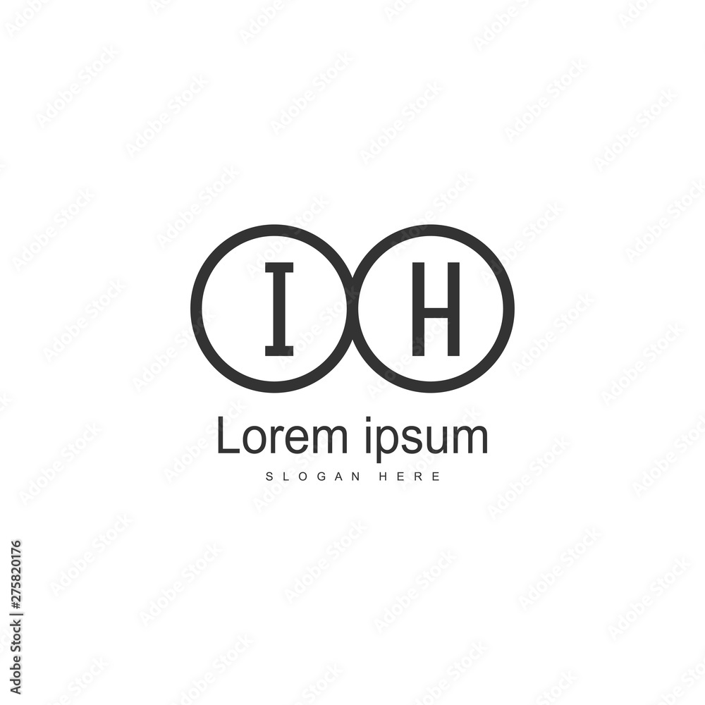 Initial IH logo template with modern frame. Minimalist IH letter logo vector illustration