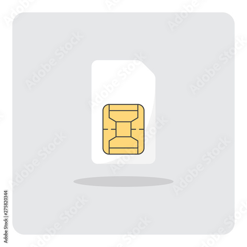 Vector design of flat icon, Sim card for mobile phone on isolated background.