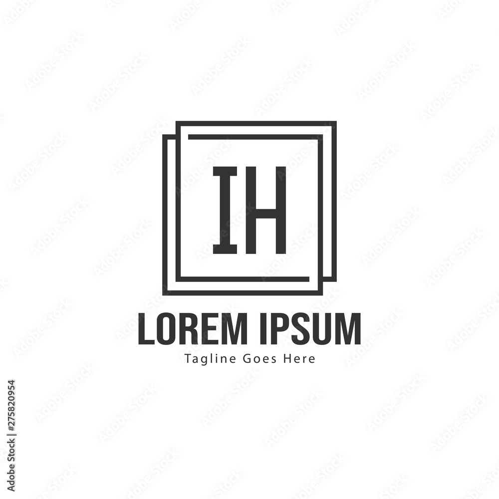 Initial IH logo template with modern frame. Minimalist IH letter logo vector illustration