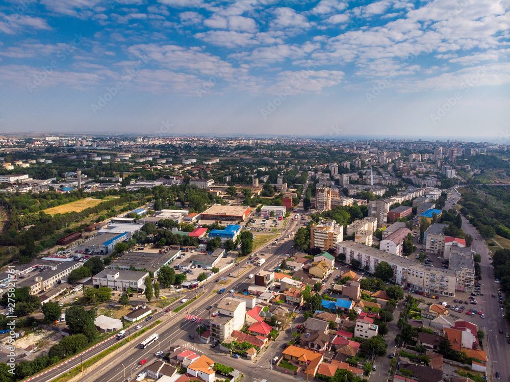 Fototapeta premium Aerial view of Constanta, town in Romania in which it is located largest romanian harbor