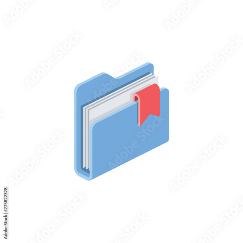 Folder file directory favorites. Vector 3d isometric color icon new flat style. Creative illustration, idea for infographics.