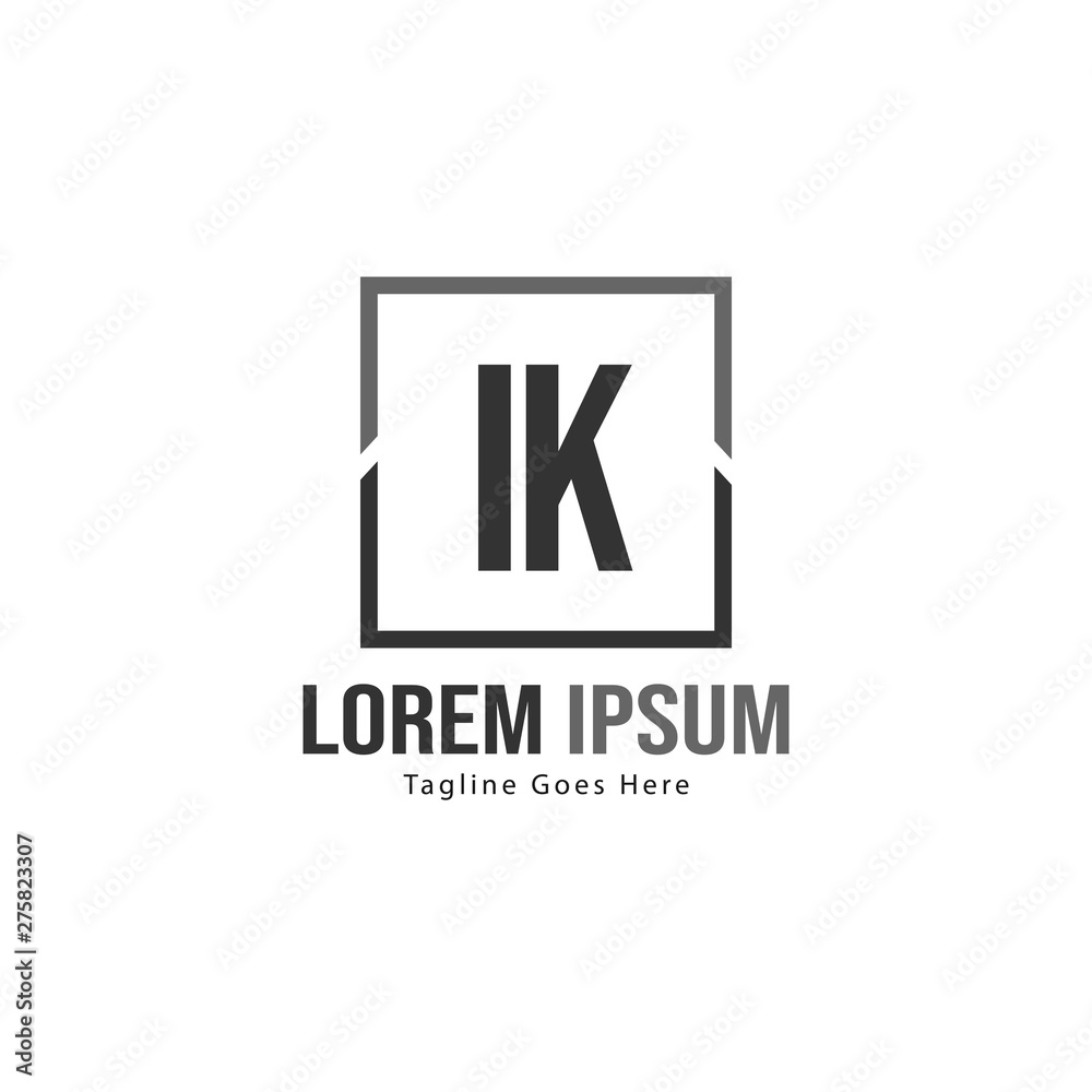 Initial IK logo template with modern frame. Minimalist IK letter logo vector illustration Initial IK logo template with modern frame. Minimalist IK letter logo vector illustration