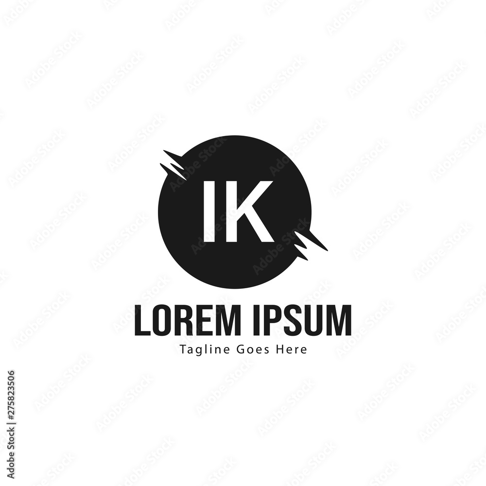 Initial IK logo template with modern frame. Minimalist IK letter logo vector illustration Initial IK logo template with modern frame. Minimalist IK letter logo vector illustration
