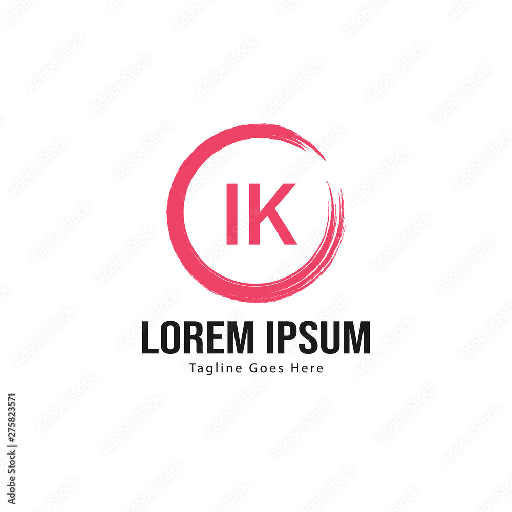Initial IK logo template with modern frame. Minimalist IK letter logo vector illustration
