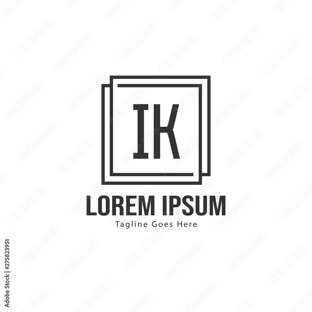 Initial IK logo template with modern frame. Minimalist IK letter logo vector illustration Initial IK logo template with modern frame. Minimalist IK letter logo vector illustration