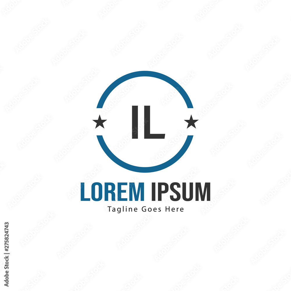 Initial IL logo template with modern frame. Minimalist IL letter logo vector illustration