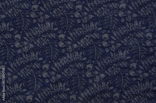Creative blue fabric with floral pattern  and textile texture background