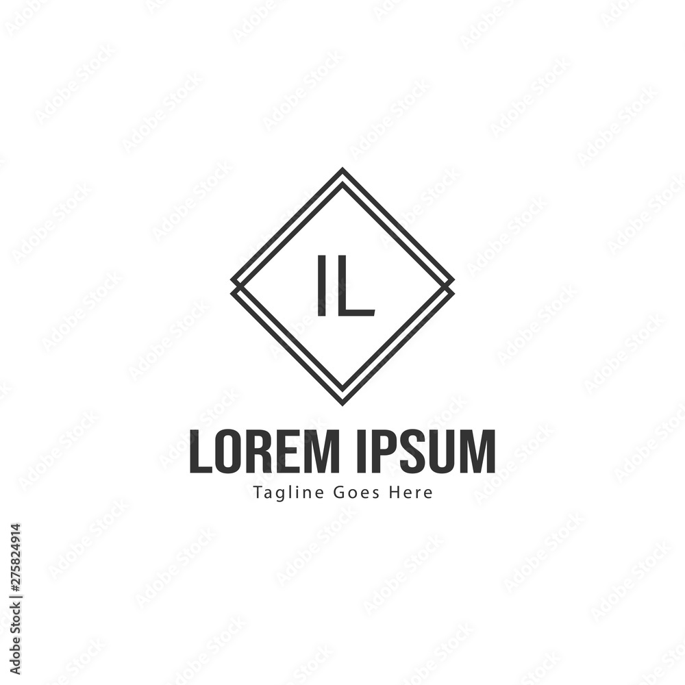 Initial IL logo template with modern frame. Minimalist IL letter logo vector illustration