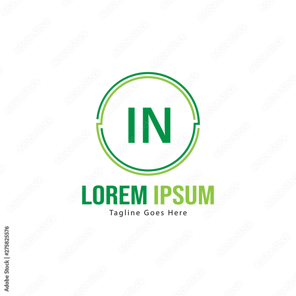 Initial IN logo template with modern frame. Minimalist IN letter logo vector illustration Initial IN logo template with modern frame. Minimalist IN letter logo vector illustration