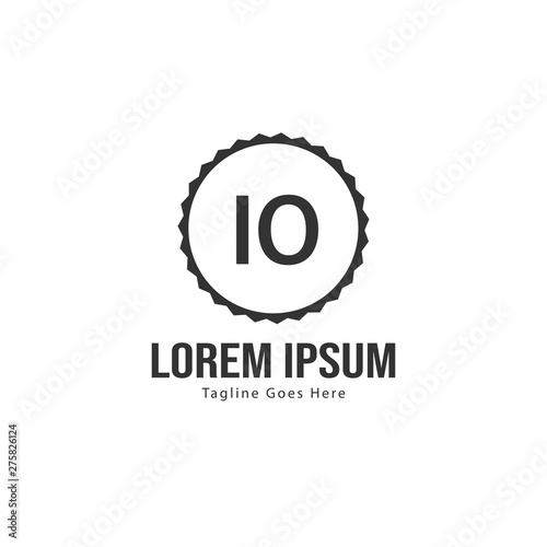 Initial IO logo template with modern frame. Minimalist IO letter logo vector illustration