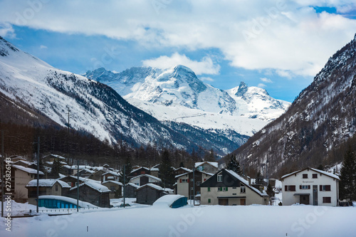 Beautiful village of Zermatt with Matterhorn in the background  Switzerland
