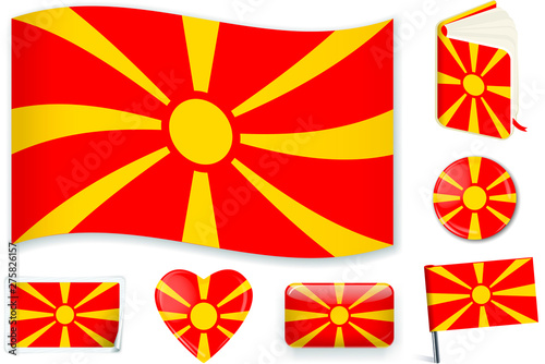 Macedonian national flag vector illustration in different shapes.