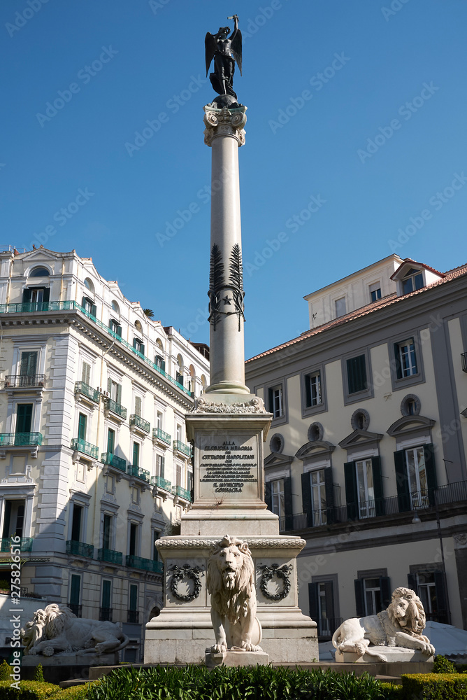 Naples, Italy - March 25, 2019 : View of 'Ai Martiri Napoletani' monument