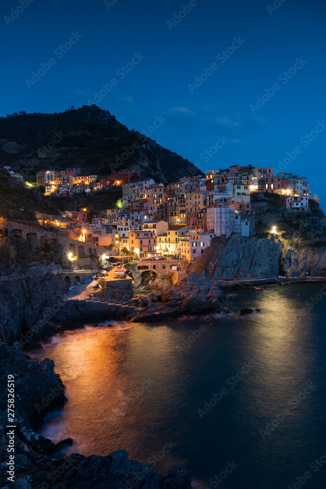 View point of Manarola, 1 of 5 fishing village of Cinque Terre, coastline of Liguria in La Spezia, Italy