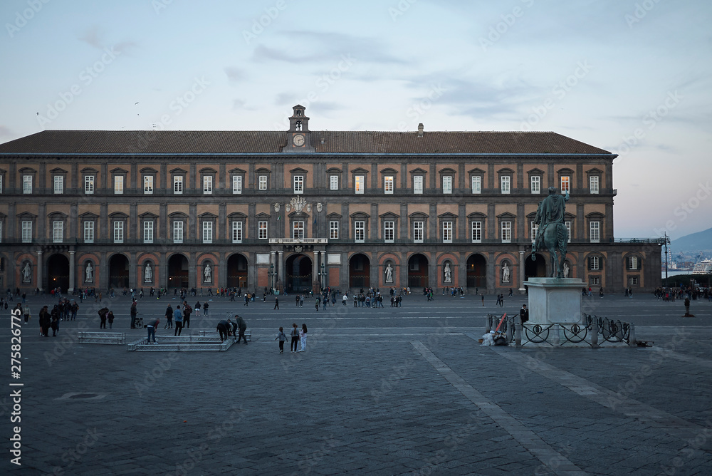 Naples, Italy - March 25, 2019 : View of Palazzo Reale