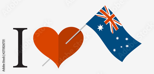 I love Australia. Flag and heart icons
