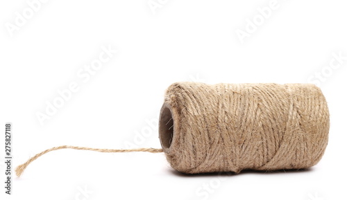 Rope yarn roller isolated on white background, texture