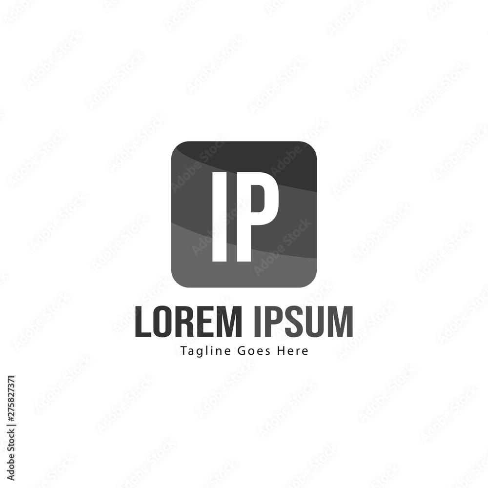 Initial IP logo template with modern frame. Minimalist IP letter logo vector illustration