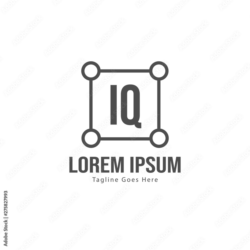 Initial IQ logo template with modern frame. Minimalist IQ letter logo vector illustration Initial IQ logo template with modern frame. Minimalist IQ letter logo vector illustration