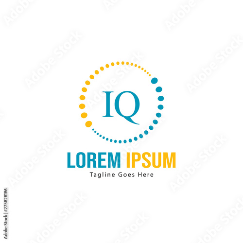 Initial IQ logo template with modern frame. Minimalist IQ letter logo vector illustration