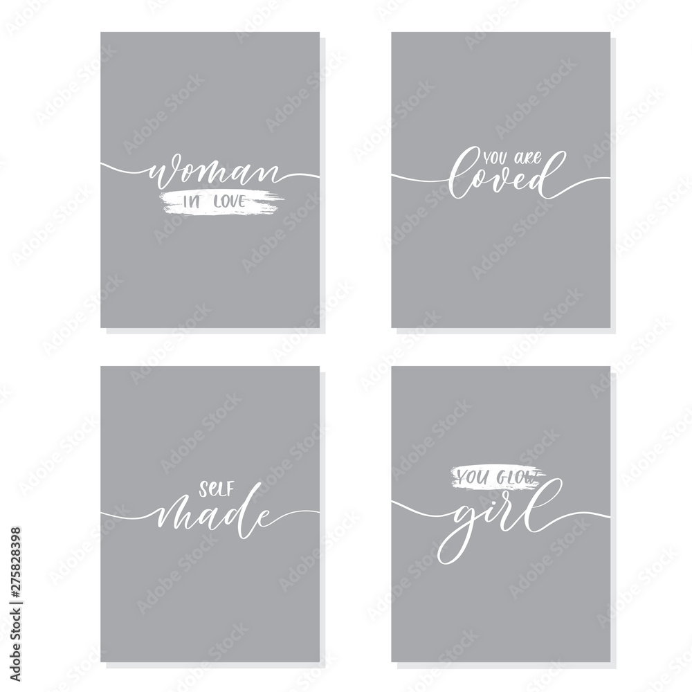 Set of women motivate calligraphy phrases for t-shirt and other design. Set of women motivate calligraphy phrases for t-shirt and other design.