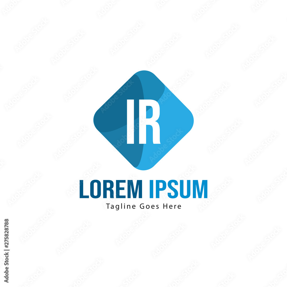 Initial IR logo template with modern frame. Minimalist IR letter logo vector illustration
