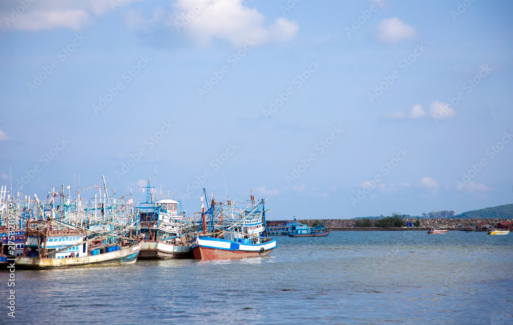 local fisherman boat at seashore for sefood agriculture industry