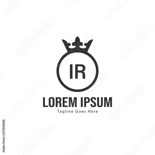 Initial IR logo template with modern frame. Minimalist IR letter logo vector illustration