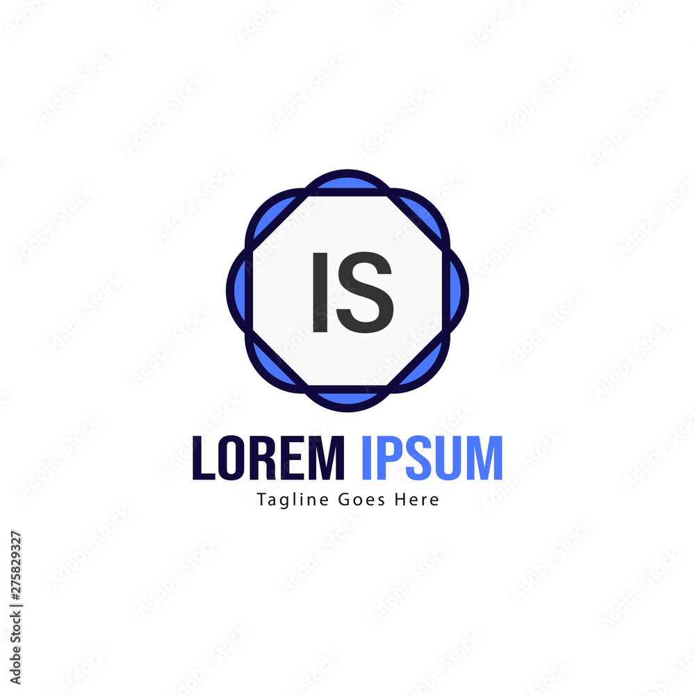 Initial IS logo template with modern frame. Minimalist IS letter logo vector illustration