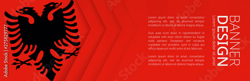 Banner template with flag of Albania for advertising travel, business and other.
