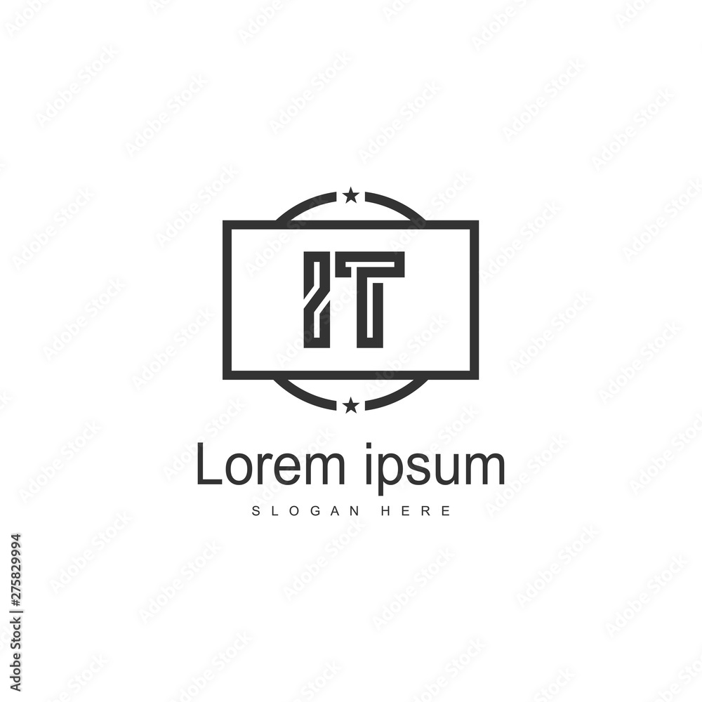 Initial IT logo template with modern frame. Minimalist IT letter logo vector illustration
