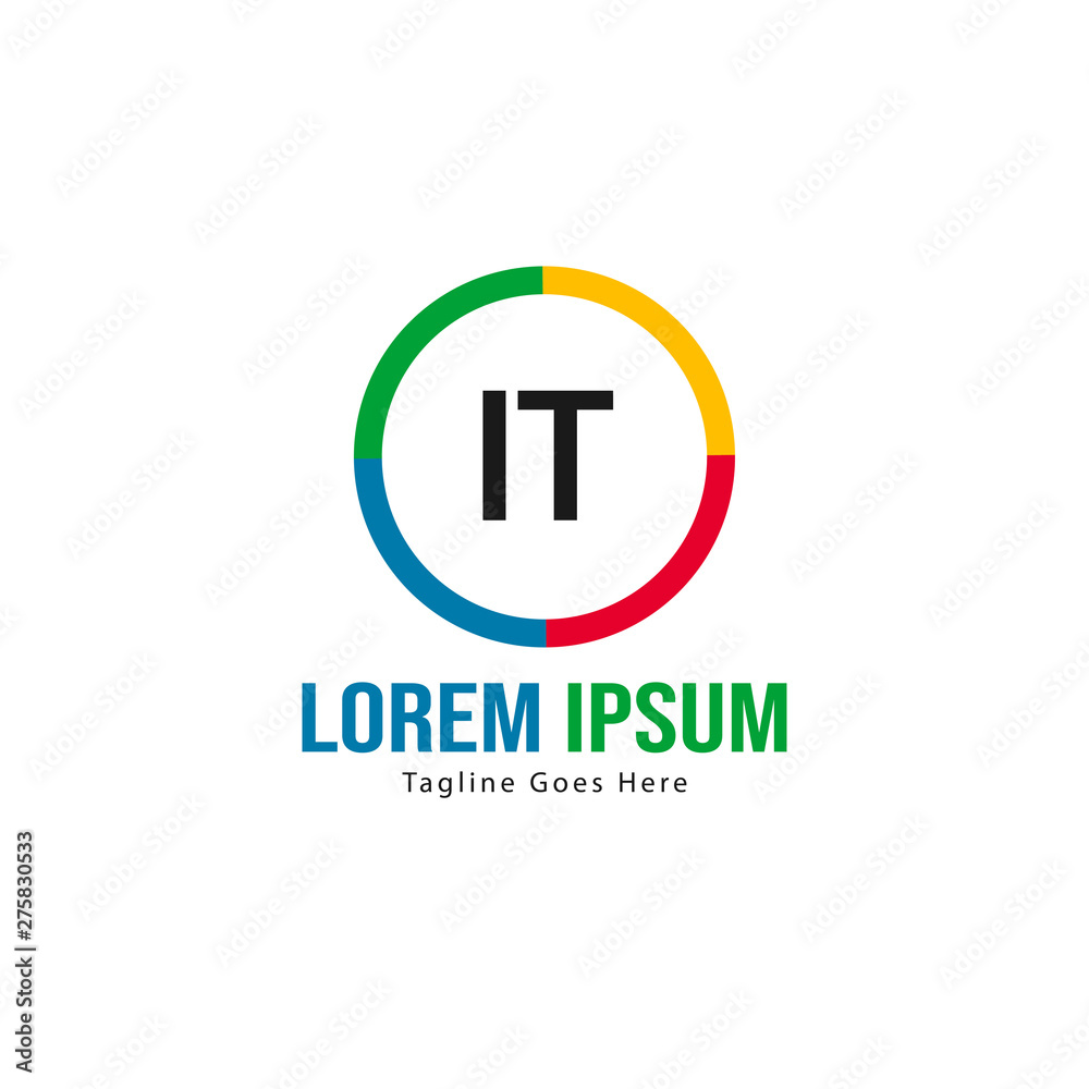 Initial IT logo template with modern frame. Minimalist IT letter logo vector illustration Initial IT logo template with modern frame. Minimalist IT letter logo vector illustration
