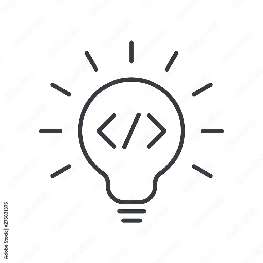 Code Idea Simple Symbol For Programming Specialist, Web Developer, Coder, Programmer, Creative Studio, Network Service, Software Firm etc. Represents the Concept of Creative Coding & Smart Solutions. Code Idea Simple Symbol For Programming Specialist, Web Developer, Coder, Programmer, Creative Studio, Network Service, Software Firm etc. Represents the Concept of Creative Coding & Smart Solutions.