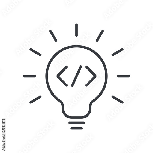 Code Idea Simple Symbol For Programming Specialist, Web Developer, Coder, Programmer, Creative Studio, Network Service, Software Firm etc. Represents the Concept of Creative Coding & Smart Solutions.