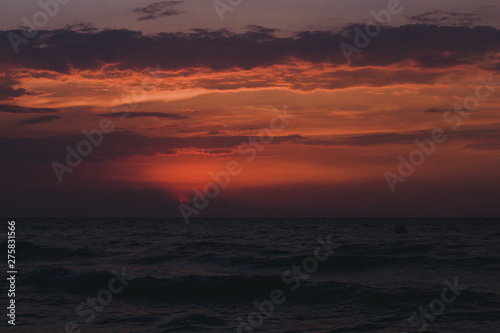beautiful sunset on the beach of the Azov Sea