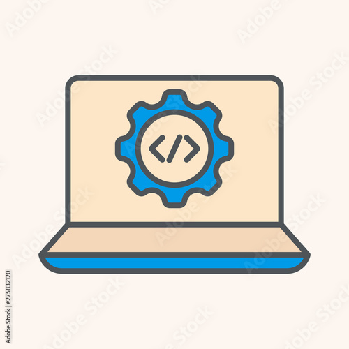 Programming, web development concept. Code on the screen laptop. Programming concept illustration. Web developer concept illustration. Coding vector. Learn to code concept illustration.