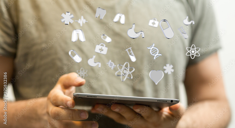 Health Insurance Concept - digital interface Health Insurance Concept - digital interface