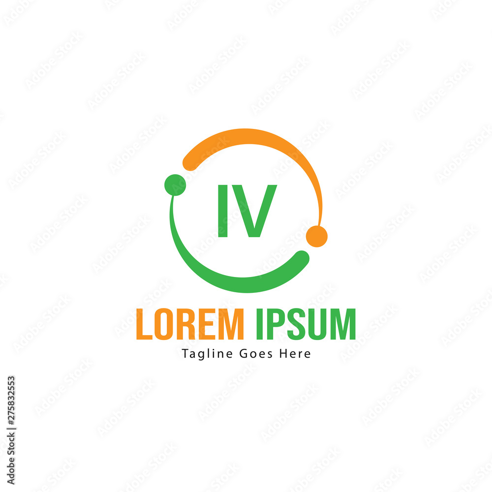 Initial IV logo template with modern frame. Minimalist IV letter logo vector illustration Initial IV logo template with modern frame. Minimalist IV letter logo vector illustration